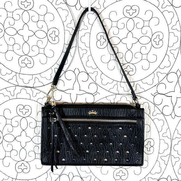 Juicy Couture Los Angeles Black Leather Studded Small Shoulder Bag Y2K‎ - Picture 10 of 11